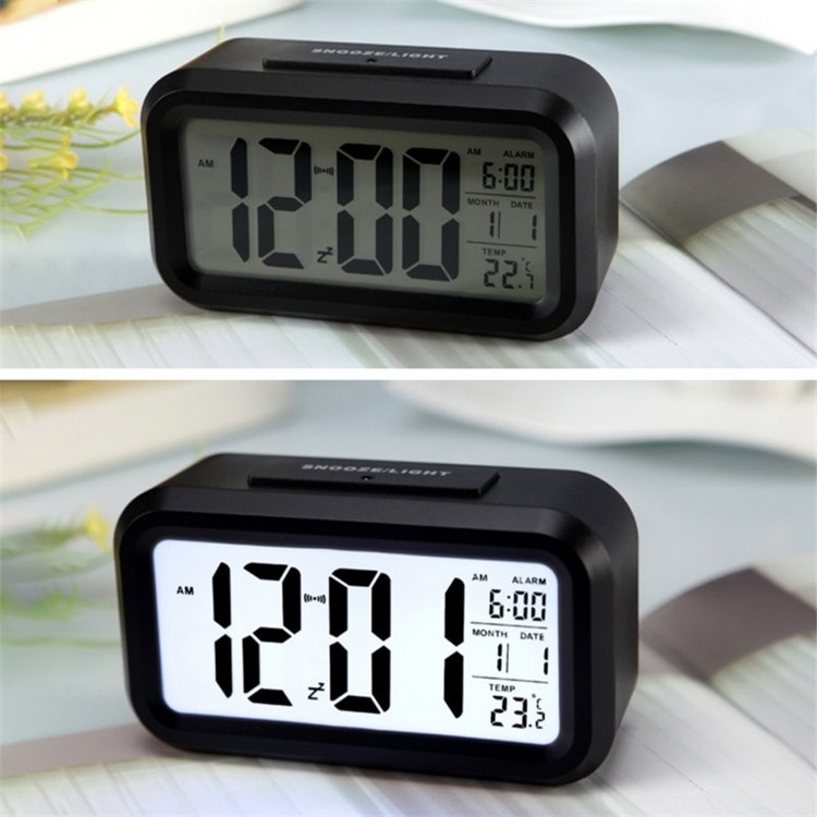 Temperature Type Lazy Snooze Alarm Mute Backlit Electronic Clock(Black) (OEM)