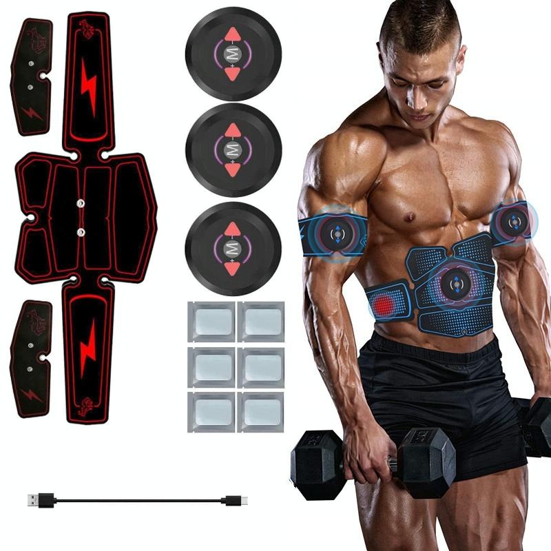 1082 EMS Muscle Training Abdominal Muscle Stimulator Home Fitness Belt(8 Pieces Red Line Belt) (OEM)