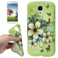 Colorful Butterfly Flowers Pattern TPU Case for Galaxy S IV / i9500(Green) (OEM)