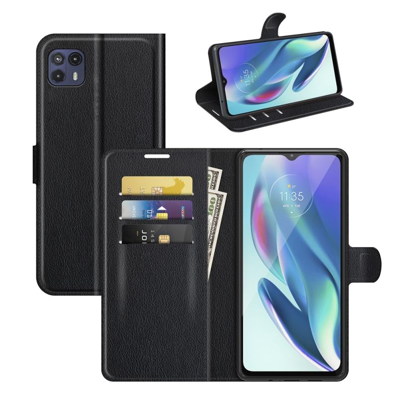 For Motorola Moto G50 5G Litchi Texture Horizontal Flip Protective Case with Holder & Card Slots & Wallet(Black) (OEM)