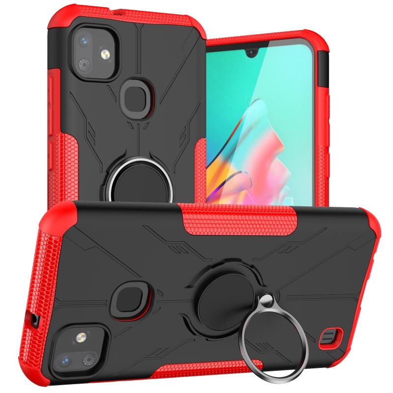 For Infinix Smart HD 2021 Armor Bear Shockproof PC + TPU Protective Case with Ring Holder(Red) (OEM)