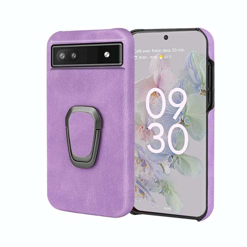 For Google Pixel 6a Ring Holder PU Phone Case(Purple) (OEM)