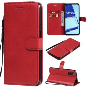 For Oppo A52 / A72 / A92 Solid Color Horizontal Flip Protective Leather Case with Holder & Card Slots & Wallet & Photo Frame & Lanyard(Red) (OEM)