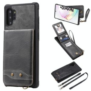 For Galaxy Note 10 Plus Vertical Flip Wallet Shockproof Back Cover Protective Case with Holder & Card Slots & Lanyard & Photos Frames(Gray) (OEM)