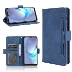 For Motorola Moto G50 Skin Feel Calf Pattern Horizontal Flip Leather Case with Holder & Card Slots & Photo Frame(Blue) (OEM)