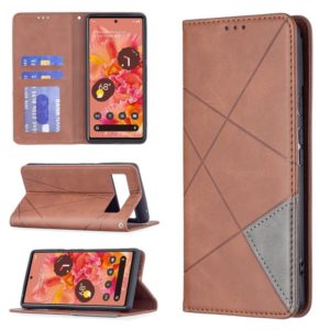 For Google Pixel 6 Prismatic Invisible Magnetic Horizontal Flip Phone Leather Case with Holder & Card Slots & Photo Frame(Brown) (OEM)