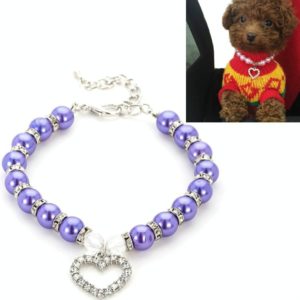 Pet Supplies Pearl Necklace Pet Collars Cat and Dog Accessories, Size:S(Purple) (OEM)
