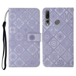 For Huawei P Smart Z / Y9 Prime 2019 Ethnic Style Embossed Pattern Horizontal Flip Leather Case with Holder & Card Slots & Wallet & Lanyard(Purple) (OEM)