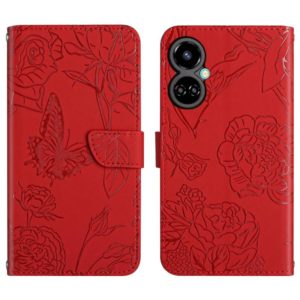 For Tecno Camon 19 Pro 4G HT03 Skin Feel Butterfly Embossed Flip Leather Phone Case(Red) (OEM)