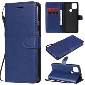 For Google Pixel 5 XL Solid Color Horizontal Flip Protective Leather Case with Holder & Card Slots & Wallet & Photo Frame & Lanyard(Blue) (OEM)