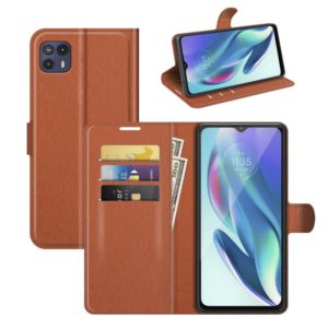 For Motorola Moto G50 5G Litchi Texture Horizontal Flip Protective Case with Holder & Card Slots & Wallet(Brown) (OEM)