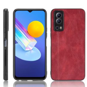 For vivo Y72 5G / iQOO Z3 5G Shockproof Sewing Cow Pattern Skin PC + PU + TPU Case(Red) (OEM)