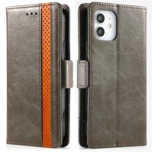 For iPhone 12 / 12 Pro CaseNeo Business Splicing Dual Magnetic Buckle Horizontal Flip PU Leather Case with Holder & Card Slots & Wallet(Grey) (OEM)
