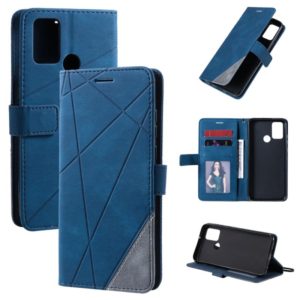 For Huawei Honor 9A Skin Feel Splicing Horizontal Flip Leather Case with Holder & Card Slots & Wallet & Photo Frame(Blue) (OEM)