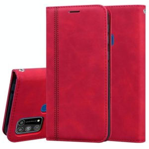 For Samsung Galaxy M31 Frosted Business Magnetic Horizontal Flip PU Leather Case with Holder & Card Slot & Lanyard(Red) (OEM)