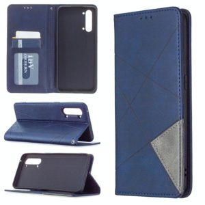 For OPPO Find X2 Lite Rhombus Texture Horizontal Flip Magnetic Leather Case with Holder & Card Slots & Wallet(Blue) (OEM)