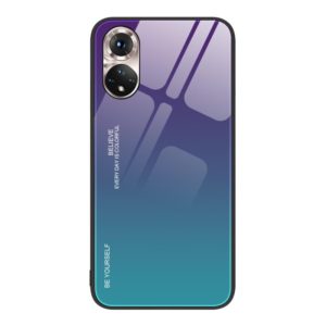 For Honor 50 Gradient Color Glass Phone Case(Aurora Blue) (OEM)