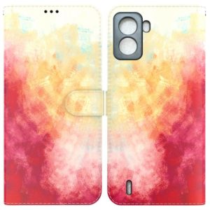 For Tecno Pop 6 No Fingerprints Watercolor Pattern Horizontal Flip Leather Phone Case(Spring Cherry) (OEM)