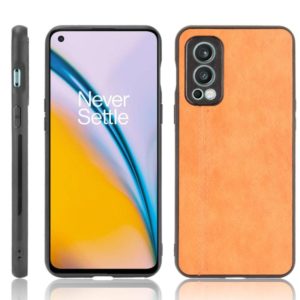 For OnePlus Nord 2 5G Shockproof Sewing Cow Pattern Skin PC + PU + TPU Case(Orange) (OEM)