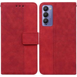 For Tecno Camon 18 / 18P Geometric Embossed Leather Phone Case(Red) (OEM)