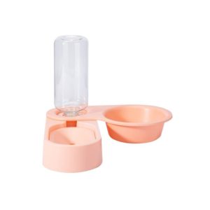 Pet Supplies Dog Cat Food Bowl Folding Rotating Double Bowl, Specification: Pink Without Bowl (OEM)