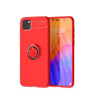 For Huawei Y5P Metal Ring Holder 360 Degree Rotating TPU Case(Red+Red) (OEM)