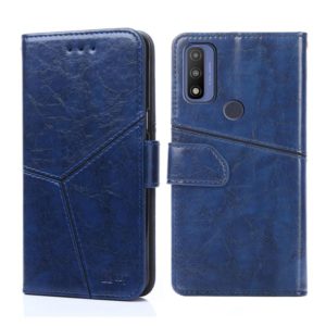For Motorola Moto G Pure Geometric Stitching Horizontal Flip Leather Phone Case(Blue) (OEM)