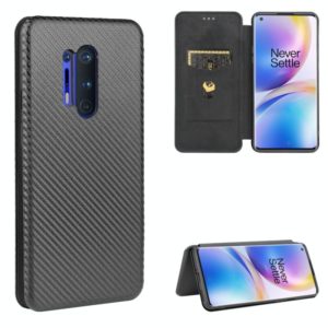 For OnePlus 8 Pro Carbon Fiber Texture Horizontal Flip TPU + PC + PU Leather Case with Card Slot(Black) (OEM)