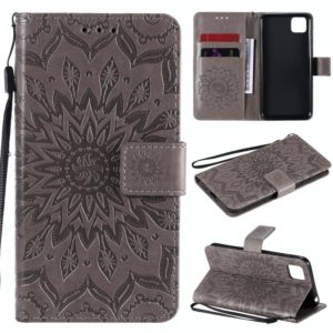 For Huawei Y5p/Honor 9S Embossed Sunflower Pattern Horizontal Flip PU Leather Case with Holder & Card Slots & Wallet & Lanyard(Gray) (OEM)