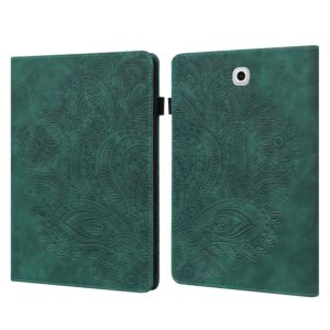 For Samsung Galaxy Tab S2 9.7 T815 Peacock Embossed Pattern TPU + PU Horizontal Flip Leather Case with Holder & Card Slots & Wallet(Green) (OEM)