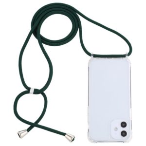 For iPhone 12 mini Transparent Acrylic Airbag Shockproof Phone Protective Case with Lanyard (Dark Green) (OEM)