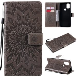 For OnePlus Nord N10 5G Sun Embossing Pattern Horizontal Flip Leather Case with Card Slot & Holder & Wallet & Lanyard(Grey) (OEM)