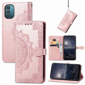 For Nokia G21 Mandala Flower Embossed Flip Leather Phone Case(Rose Gold) (OEM)