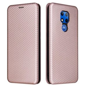 For Motorola Moto G Play (2021) Carbon Fiber Texture Horizontal Flip TPU + PC + PU Leather Case with Card Slot(Pink) (OEM)
