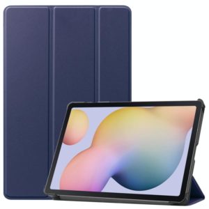 For Samsung Galaxy Tab S7 T870 Custer Texture Horizontal Flip Leather Case with Three-folding Holder & Sleep / Wake-up Function(Dark Blue) (OEM)