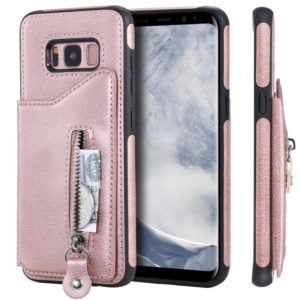 For Galaxy S8 Solid Color Double Buckle Zipper Shockproof Protective Case(Rose Gold) (OEM)