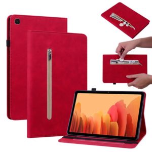 For Samsung Galaxy Tab A7 10.4 2020 SM-T500 Skin Feel Solid Color Zipper Smart Leather Tablet Case(Red) (OEM)