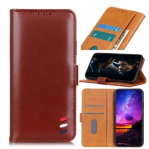 For iPhone 12 / 12 Pro 3-Color Pearl Texture Magnetic Buckle Horizontal Flip PU Leather Case with Card Slots & Wallet & Holder(Brown) (OEM)