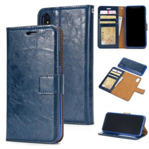 For iPhone XR Crazy Horse Texture Detachable Magnetic Back Cover Horizontal Flip Leather Case with Holder & Card Slots & Photo Frame & Wallet(Blue) (OEM)