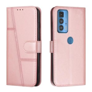 For Motorola Edge 20 Pro Stitching Calf Texture Buckle Leather Phone Case(Pink) (OEM)