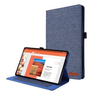 For Lenovo M10 Plus Horizontal Flip TPU + Fabric PU Leather Protective Case with Name Card Clip(Deep Blue) (OEM)