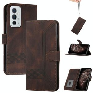 Cubic Skin Feel Flip Leather Phone Case For OnePlus 9RT 5G(Brown) (OEM)