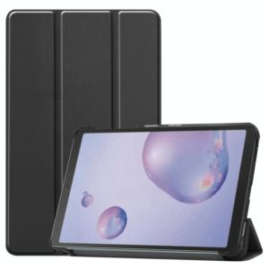For Galaxy Tab A 8.4 (2020) Custer Pattern Pure Color Horizontal Flip Leather Case with Three-folding Holder(Black) (OEM)