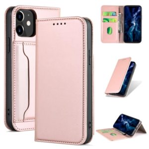 For iPhone 12 mini Strong Magnetism Shockproof Horizontal Flip Liquid Feel Leather Case with Holder & Card Slots & Wallet(Rose Gold) (OEM)