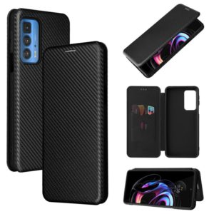 For Motorola Edge 20 Pro Carbon Fiber Texture Horizontal Flip TPU + PC + PU Leather Case with Card Slot(Black) (OEM)