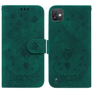 For Wiko Y82 Butterfly Rose Embossed Leather Phone Case(Green) (OEM)