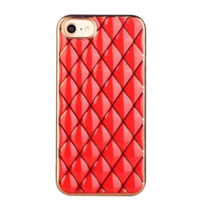 Electroplated Rhombic Pattern Sheepskin TPU Protective Case For iPhone 6 Plus(Red) (OEM)