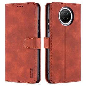 For Xiaomi Redmi Note 9 5G AZNS Skin Feel Calf Texture Horizontal Flip Leather Case with Card Slots & Holder & Wallet(Brown) (AZNS) (OEM)