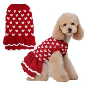Autumn Winter Pet Red Love Sweater Festive Christmas Pet Clothes, Size: XS (OEM)