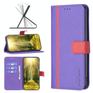 For Motorola Moto E32 4G Color Matching Cross Texture Leather Phone Case(Purple) (OEM)